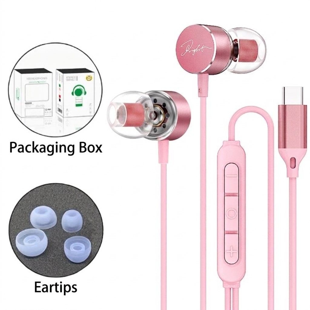 Wired In-Ear Earbuds with In-Line Mic & Volume Control, 10mm Deep Bass Drivers, 3.5mm / USB-C