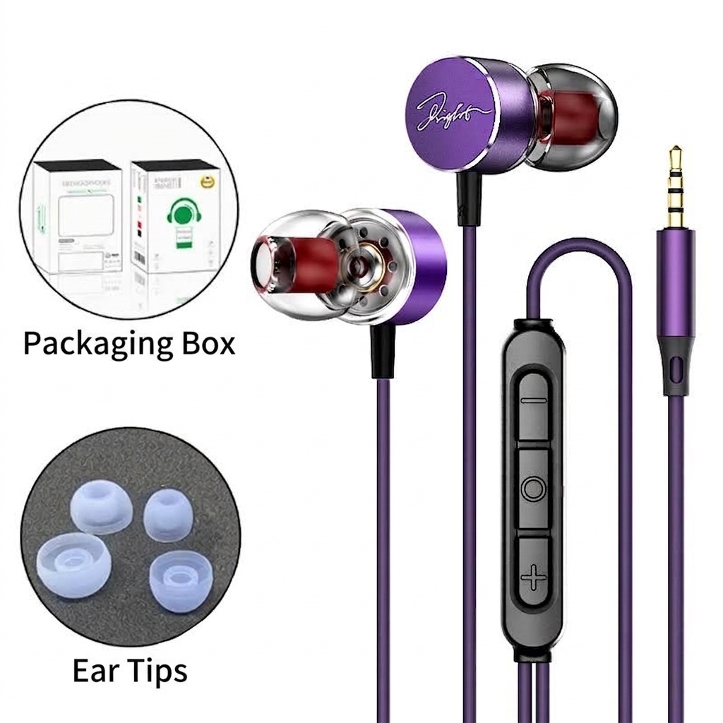 Wired In-Ear Earbuds with In-Line Mic & Volume Control, 10mm Deep Bass Drivers, 3.5mm / USB-C