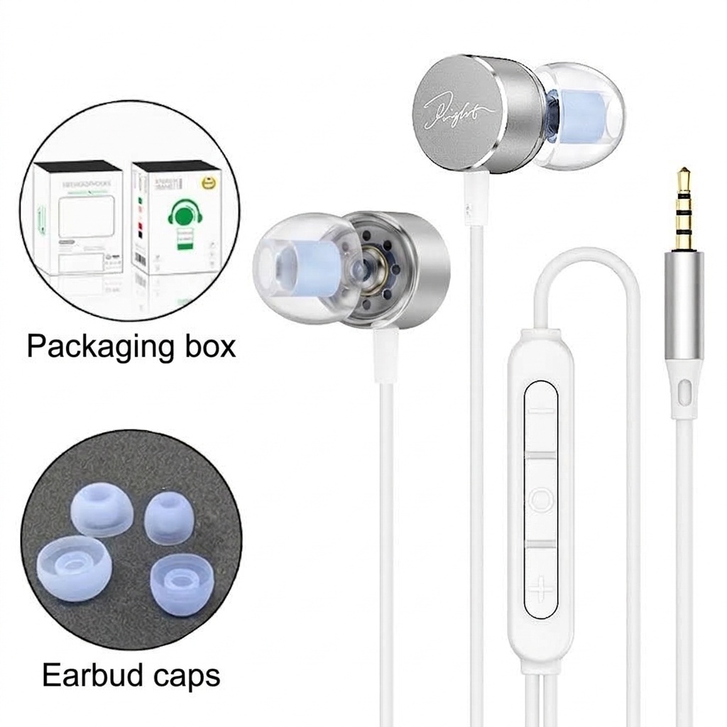 Wired In-Ear Earbuds with In-Line Mic & Volume Control, 10mm Deep Bass Drivers, 3.5mm / USB-C