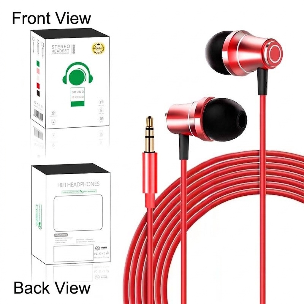 Extra Long 10ft (3M) Wired In-Ear Headphones with HD Mic, 10mm Drivers, 3.5mm Audio Jack