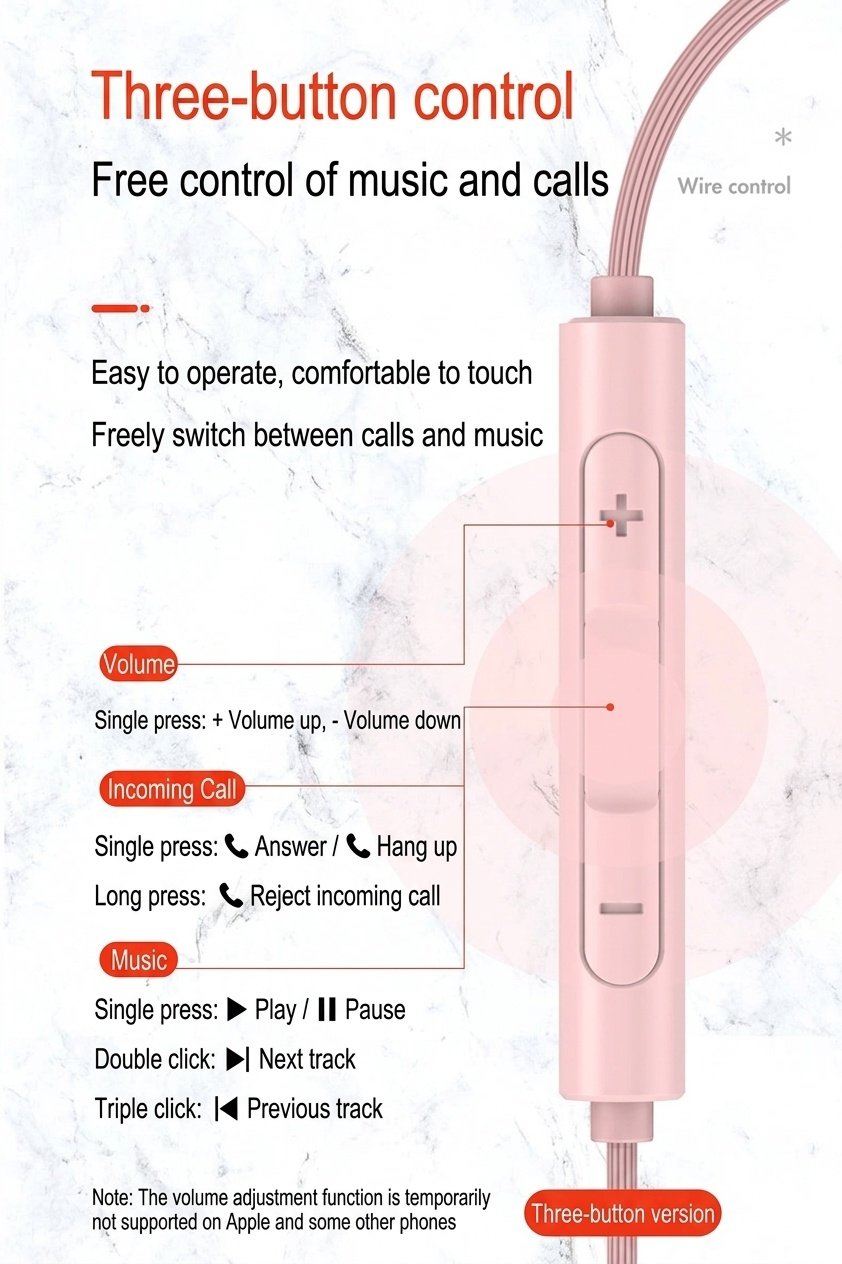 Wired In-Ear Earbuds with In-Line Mic, 7mm Deep Bass Drivers, Noise Isolation, 3.5mm / USB-C
