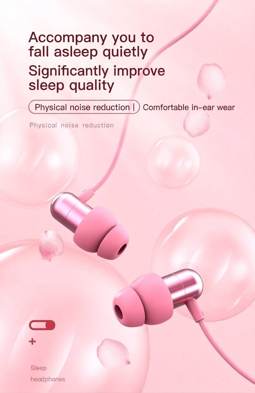 Soft Silicone In-Ear Sleep Earbuds with In-Line Mic, 7mm Drivers, Noise Isolation, 3.5mm / USB-C