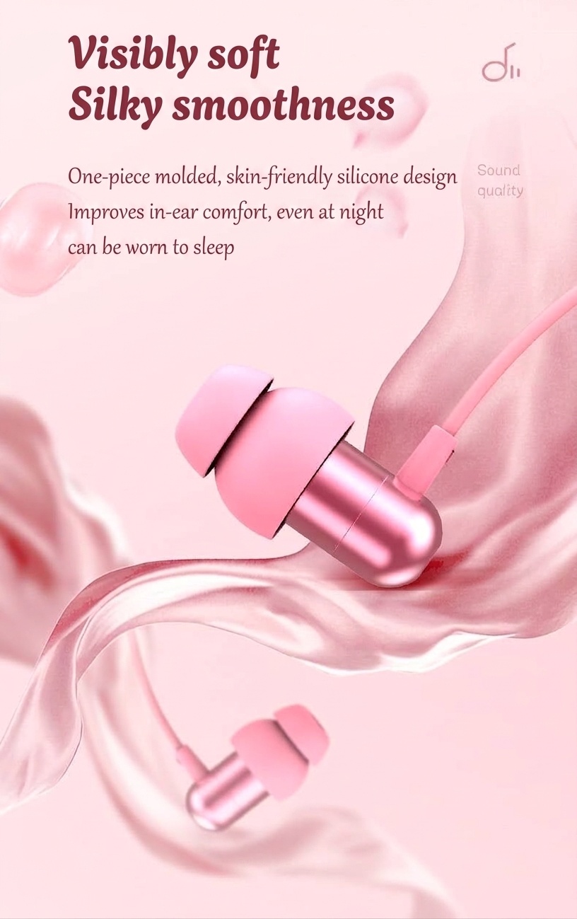 Soft Silicone In-Ear Sleep Earbuds with In-Line Mic, 7mm Drivers, Noise Isolation, 3.5mm / USB-C