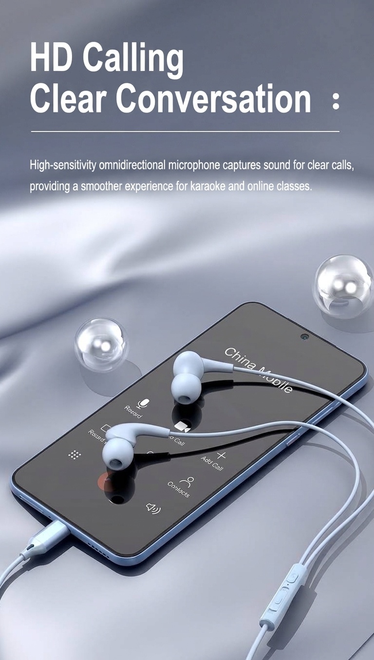 Wired In-Ear Stereo Earbuds with In-Line Mic & Volume Control, 10mm Drivers, 3.5mm / USB-C
