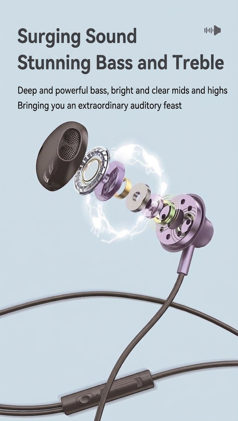 Wired In-Ear Earphones with In-Line Mic & Volume Control, Dual Sound Isolation, 3.5mm / USB-C
