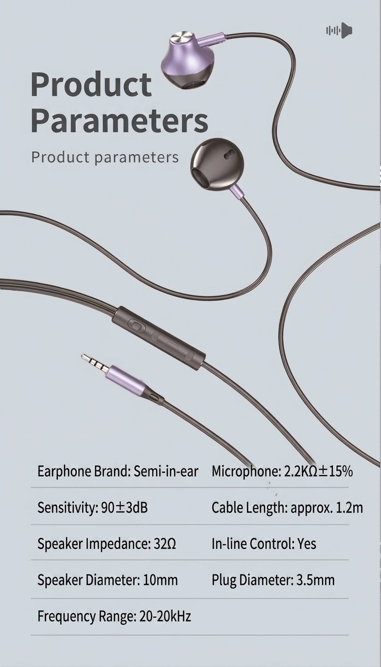 Wired In-Ear Earphones with In-Line Mic & Volume Control, Dual Sound Isolation, 3.5mm / USB-C
