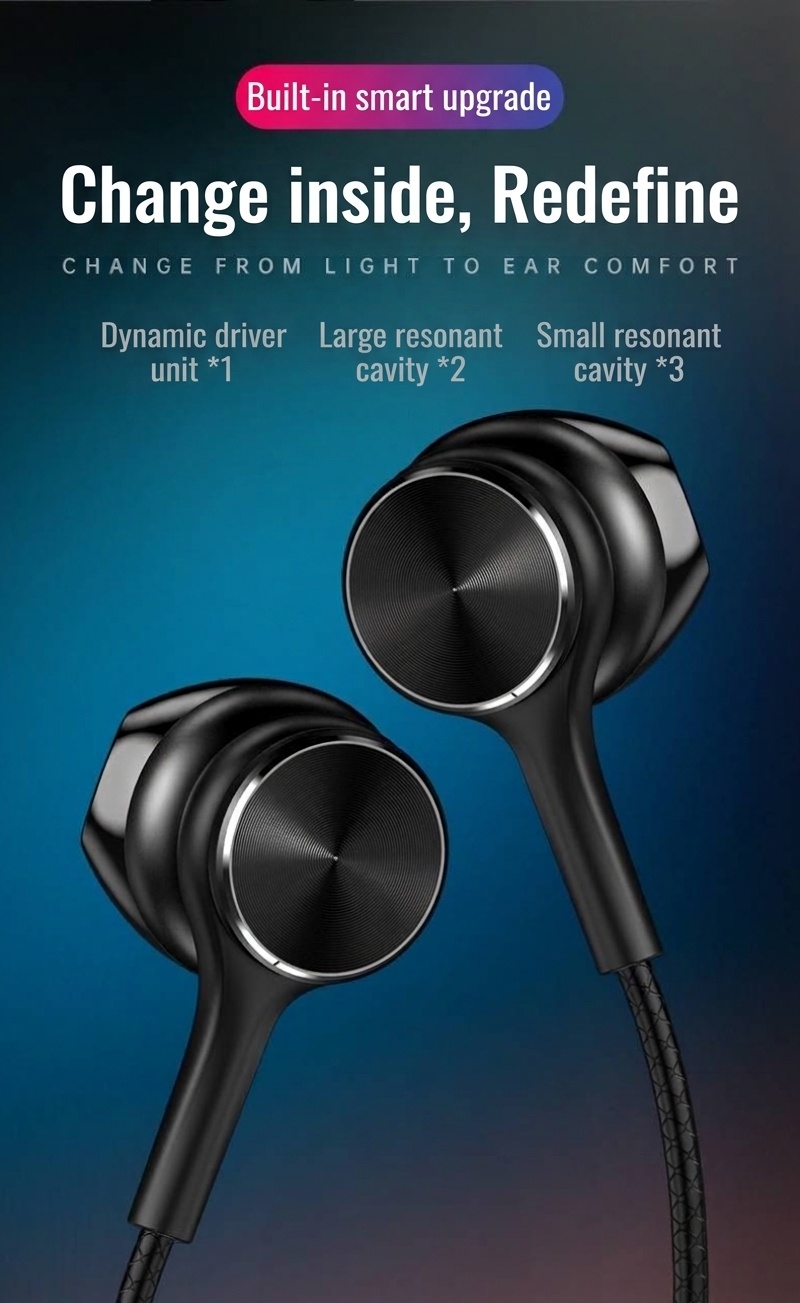 HiFi Wired In-Ear Earbuds with In-Line Mic, Digital Noise Reduction, 10mm Drivers, 3.5mm / USB-C