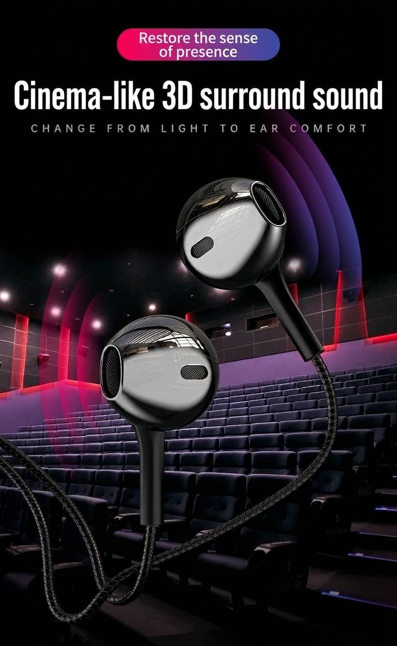 HiFi Wired In-Ear Earbuds with In-Line Mic, Digital Noise Reduction, 10mm Drivers, 3.5mm / USB-C