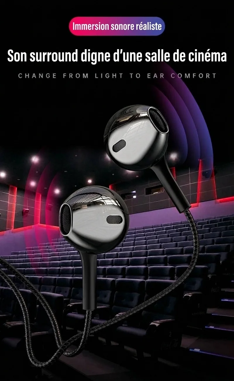 HiFi Wired In-Ear Earbuds with In-Line Mic, Digital Noise Reduction, 10mm Drivers, 3.5mm / USB-C