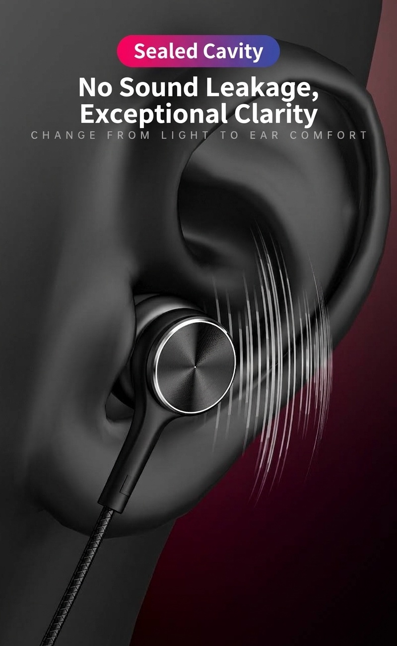 HiFi Wired In-Ear Earbuds with In-Line Mic, Digital Noise Reduction, 10mm Drivers, 3.5mm / USB-C