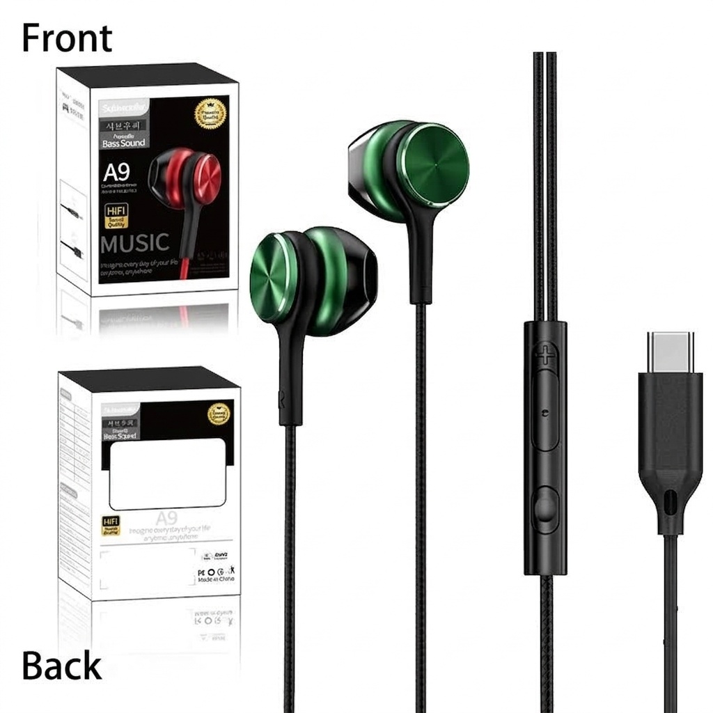 HiFi Wired In-Ear Earbuds with In-Line Mic, Digital Noise Reduction, 10mm Drivers, 3.5mm / USB-C
