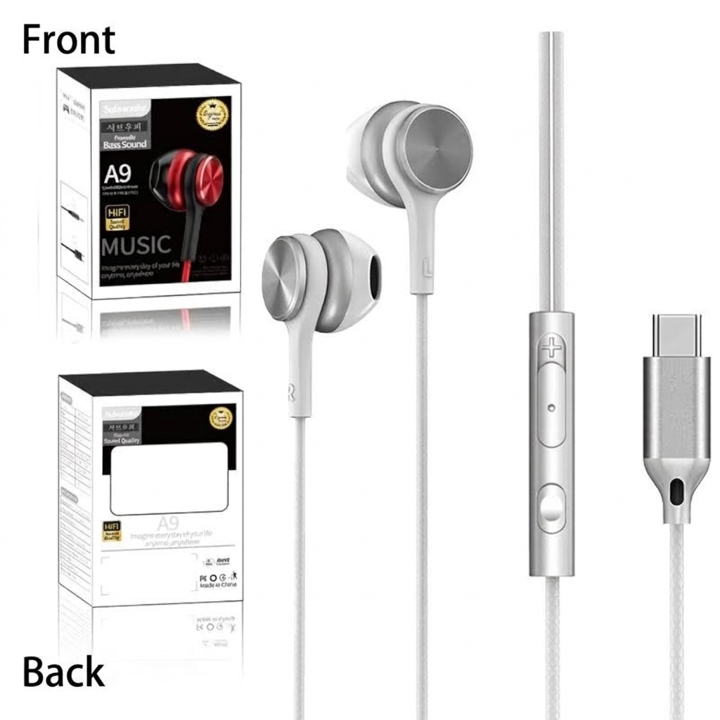 HiFi Wired In-Ear Earbuds with In-Line Mic, Digital Noise Reduction, 10mm Drivers, 3.5mm / USB-C