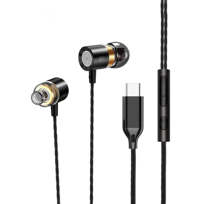 Wired In-Ear Headphones with HD Mic, 10mm Compound Diaphragm, Deep Bass, 3.5mm / USB-C DAC