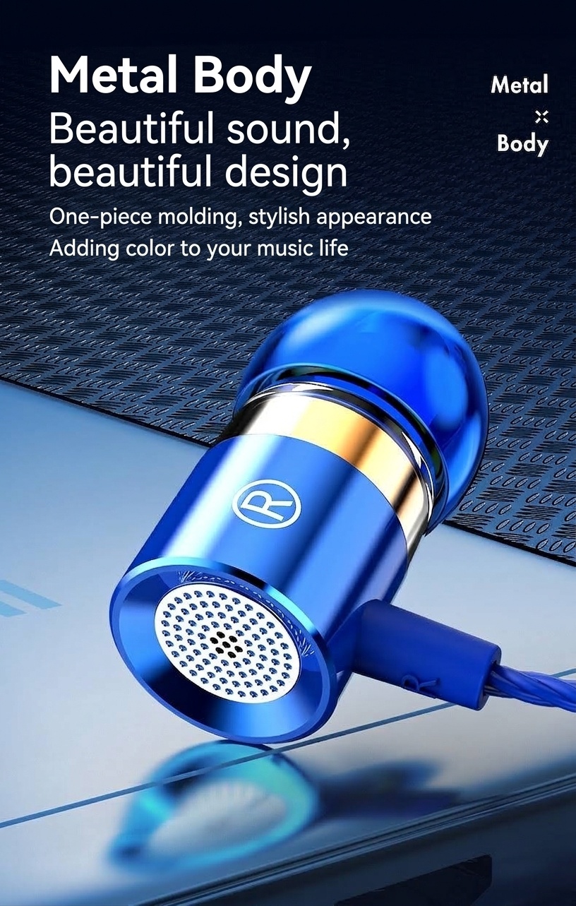 Wired In-Ear Headphones with HD Mic, 10mm Compound Diaphragm, Deep Bass, 3.5mm / USB-C DAC