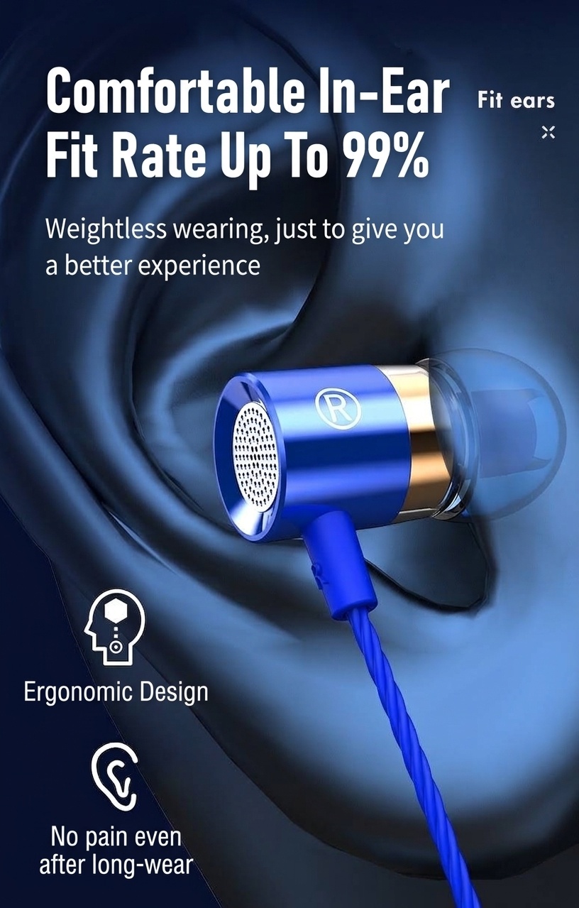 Wired In-Ear Headphones with HD Mic, 10mm Compound Diaphragm, Deep Bass, 3.5mm / USB-C DAC