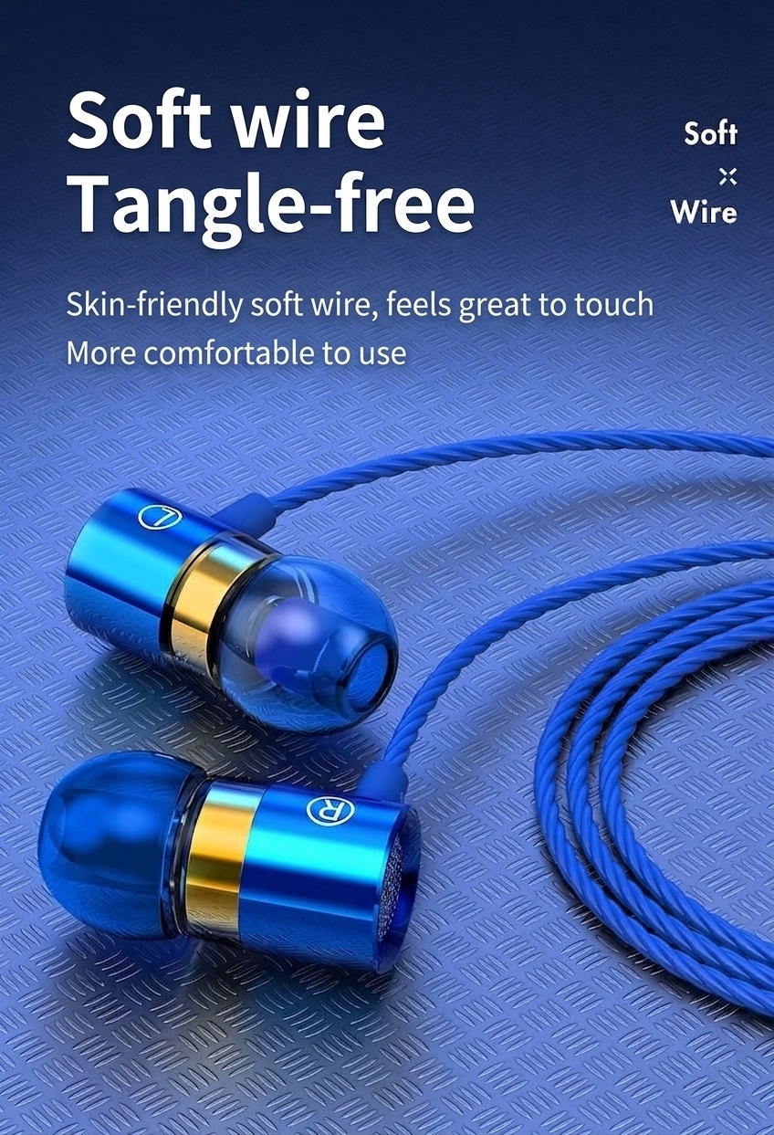 Wired In-Ear Headphones with HD Mic, 10mm Compound Diaphragm, Deep Bass, 3.5mm / USB-C DAC