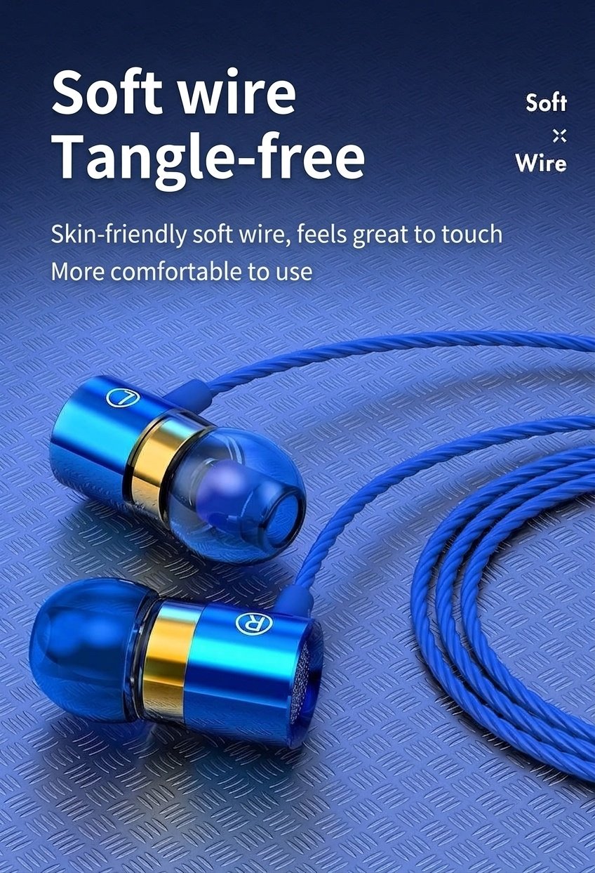 Wired In-Ear Headphones with HD Mic, 10mm Compound Diaphragm, Deep Bass, 3.5mm / USB-C DAC