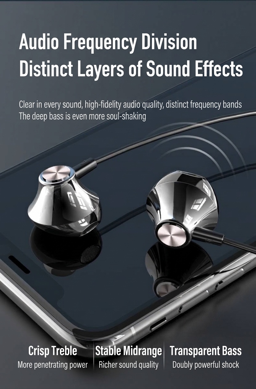 Type-C Wired Earbuds with HD Mic, DAC Digital Audio, 14.2mm Drivers, USB Adapter for Gaming