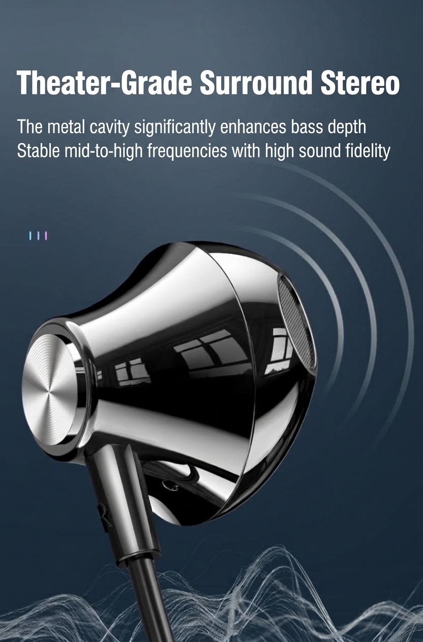 Type-C Wired Earbuds with HD Mic, DAC Digital Audio, 14.2mm Drivers, USB Adapter for Gaming