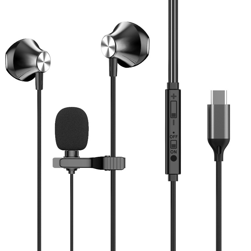 Type-C Wired Earbuds with HD Mic, DAC Digital Audio, 14.2mm Drivers, USB Adapter for Gaming