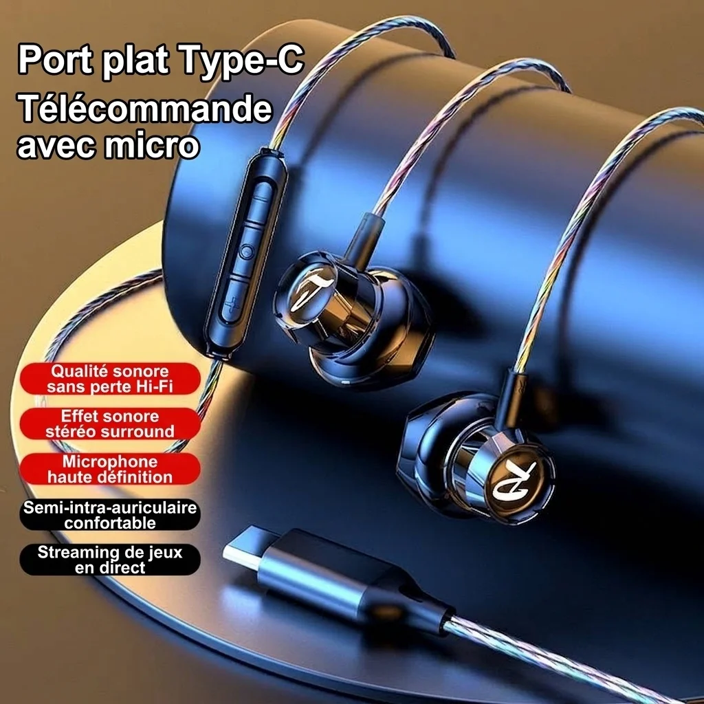 HiFi Wired In-Ear Earbuds with Mic, 14.2mm Drivers, Passive Noise Isolation, 3.5mm / USB-C