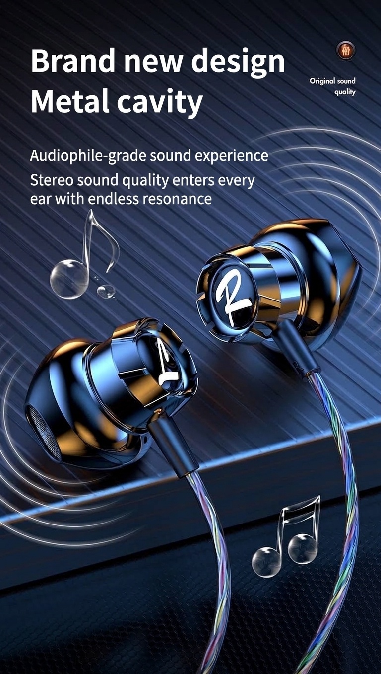 HiFi Wired In-Ear Earbuds with Mic, 14.2mm Drivers, Passive Noise Isolation, 3.5mm / USB-C