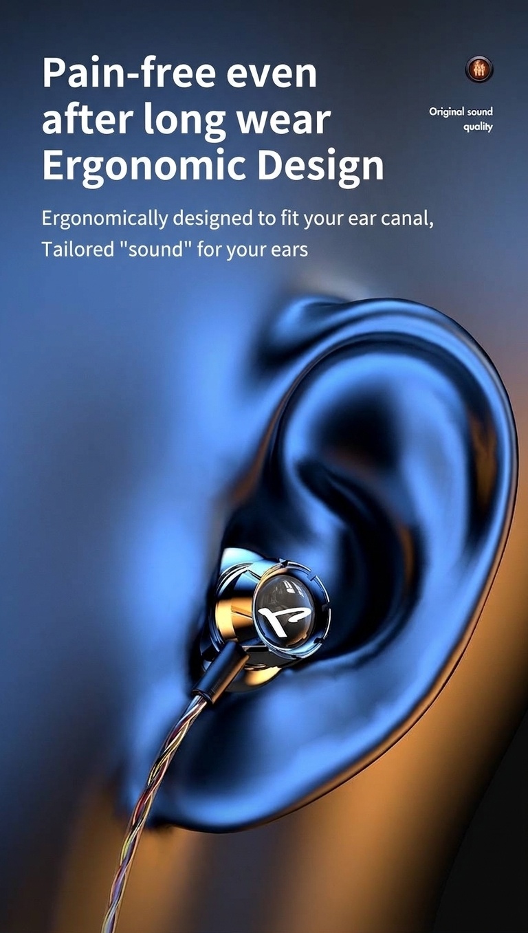 HiFi Wired In-Ear Earbuds with Mic, 14.2mm Drivers, Passive Noise Isolation, 3.5mm / USB-C