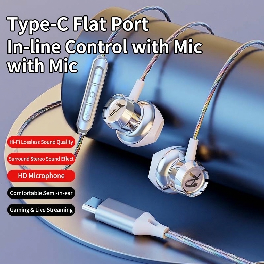 HiFi Wired In-Ear Earbuds with Mic, 14.2mm Drivers, Passive Noise Isolation, 3.5mm / USB-C