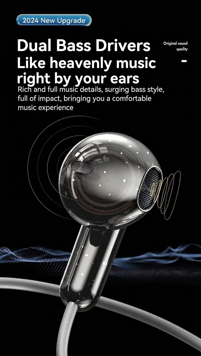 Wired In-Ear Headphones with In-Line Mic, Physical Noise Reduction, Bass Boost, 3.5mm / USB-C