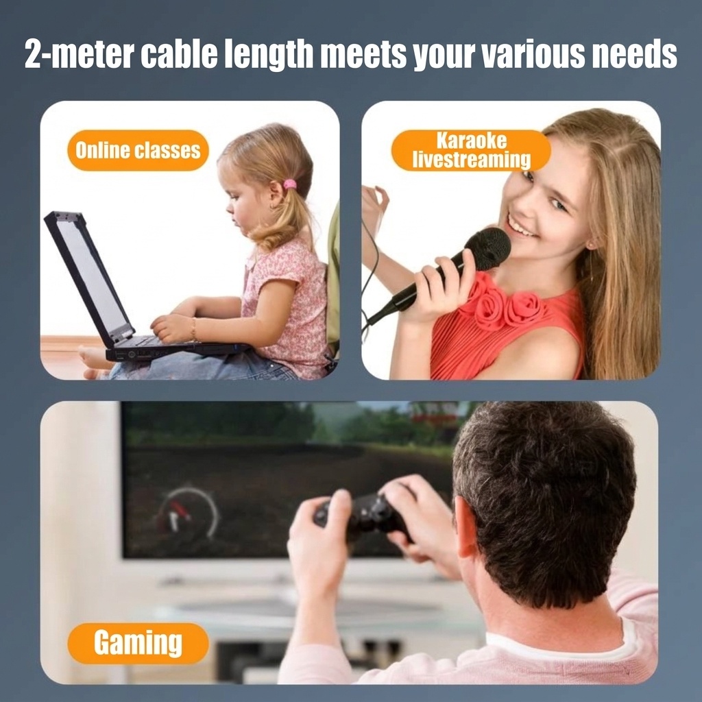 Wired In-Ear Gaming Headset with HD Mic, 9D Surround Sound, Dual 3.5mm Jacks for PC