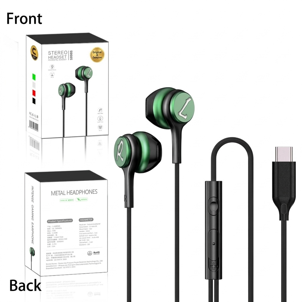 Wired In-Ear Gaming Headphones with Sensitive Mic, 7mm Drivers, Ergonomic Fit, 3.5mm / USB-C