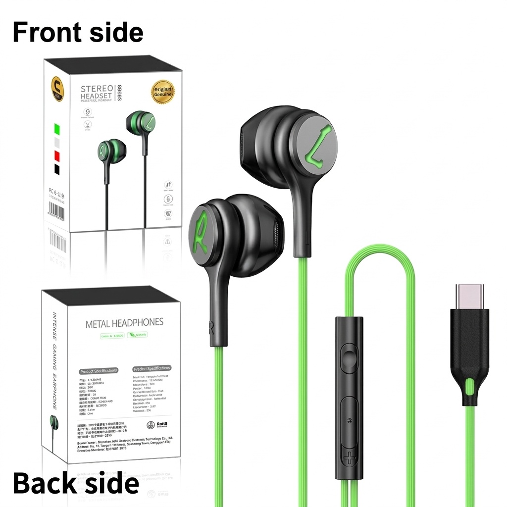 Wired In-Ear Gaming Headphones with Sensitive Mic, 7mm Drivers, Ergonomic Fit, 3.5mm / USB-C