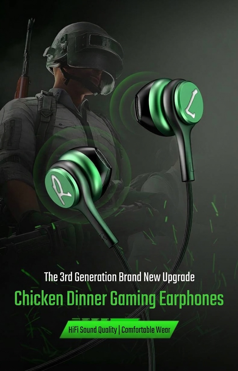 Wired In-Ear Gaming Headphones with Sensitive Mic, 7mm Drivers, Ergonomic Fit, 3.5mm / USB-C