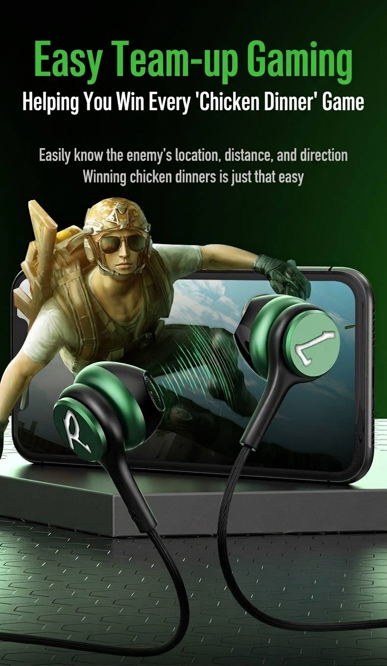 Wired In-Ear Gaming Headphones with Sensitive Mic, 7mm Drivers, Ergonomic Fit, 3.5mm / USB-C