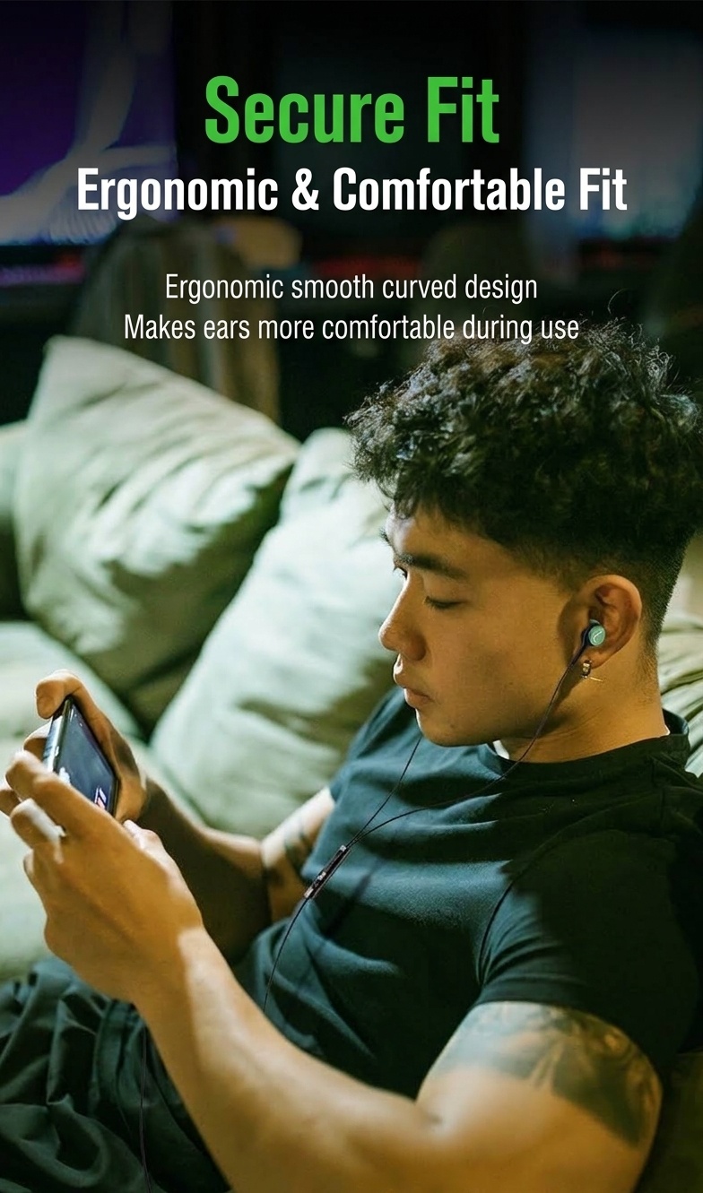 Wired In-Ear Gaming Headphones with Sensitive Mic, 7mm Drivers, Ergonomic Fit, 3.5mm / USB-C
