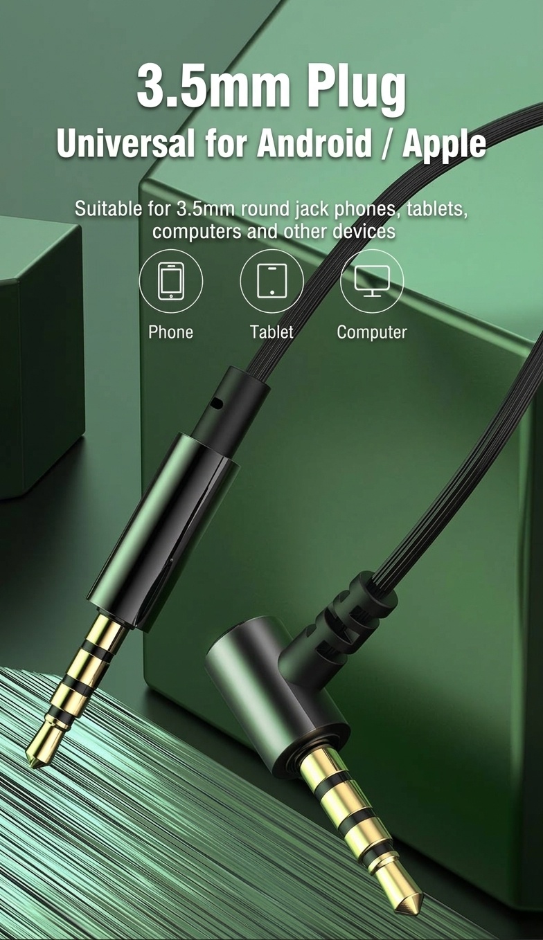 Wired In-Ear Gaming Headphones with Sensitive Mic, 7mm Drivers, Ergonomic Fit, 3.5mm / USB-C