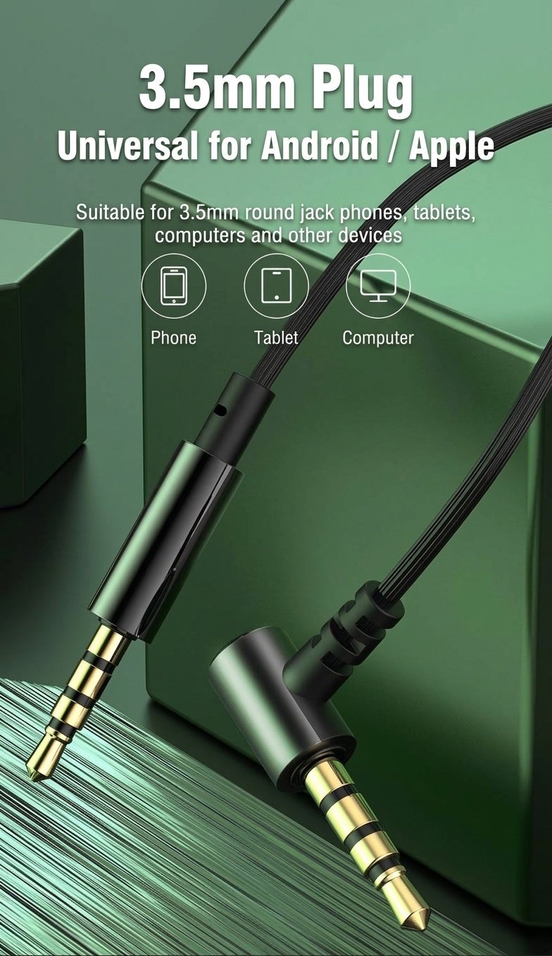 Wired In-Ear Gaming Headphones with Sensitive Mic, 7mm Drivers, Ergonomic Fit, 3.5mm / USB-C