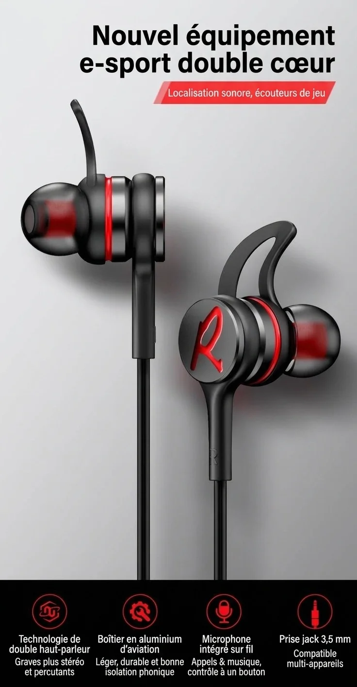 Wired In-Ear Gaming Earbuds with Noise Cancelling Mic, 10mm Deep Bass Drivers, 3.5mm / USB-C