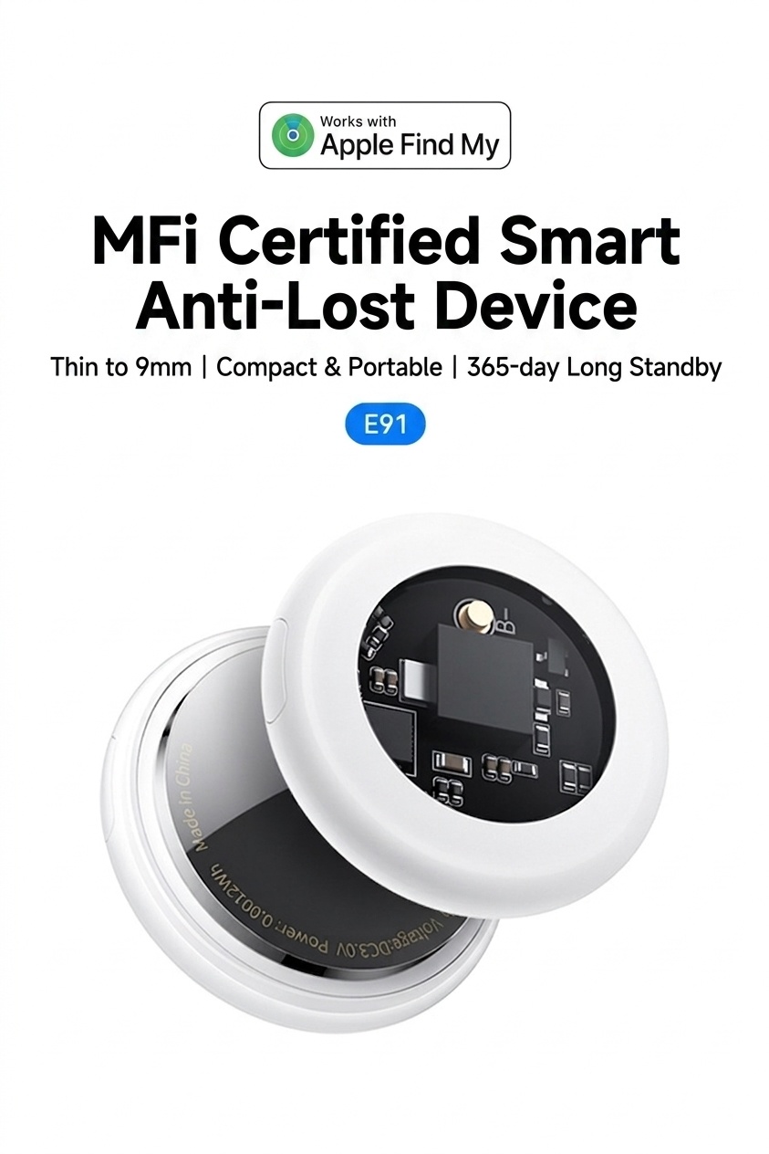 Smart E100 Anti-Lost Device with Apple Find My Network - White