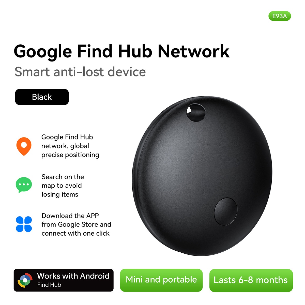 Google E93A Find My Device Smart Anti-Lost Tracker - Black