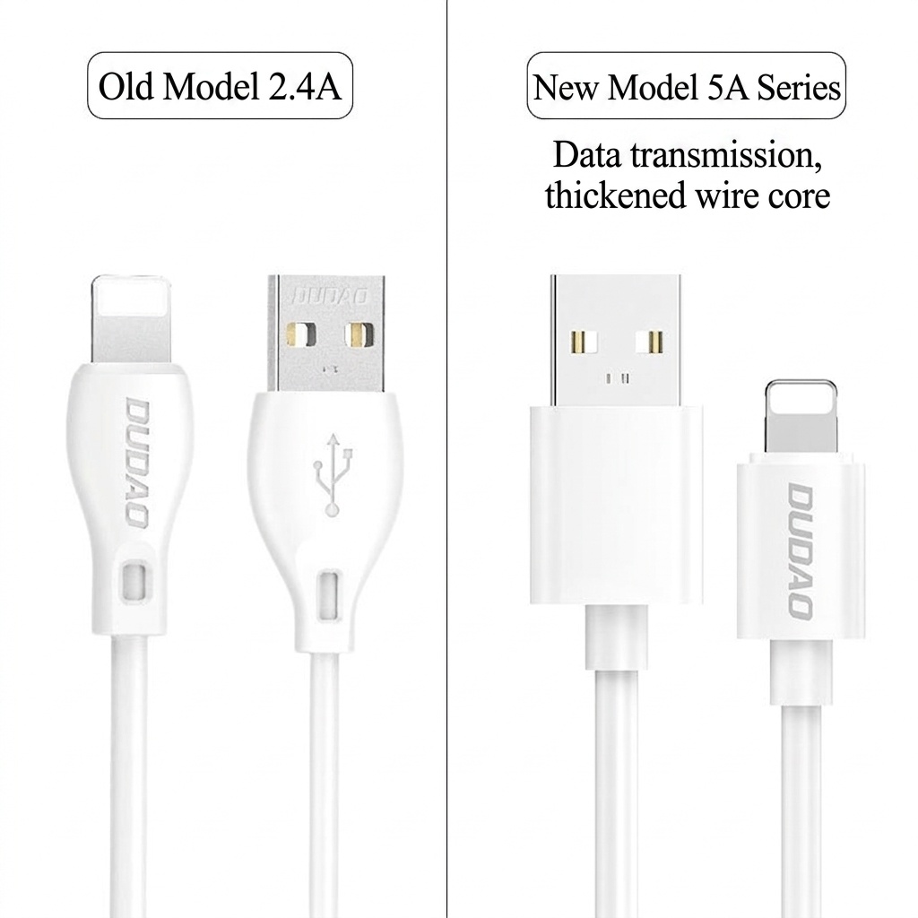 Fast Charging Data Cable for iPhone & Android Devices, Durable USB Charger Cord, High-Speed Data Sync, White