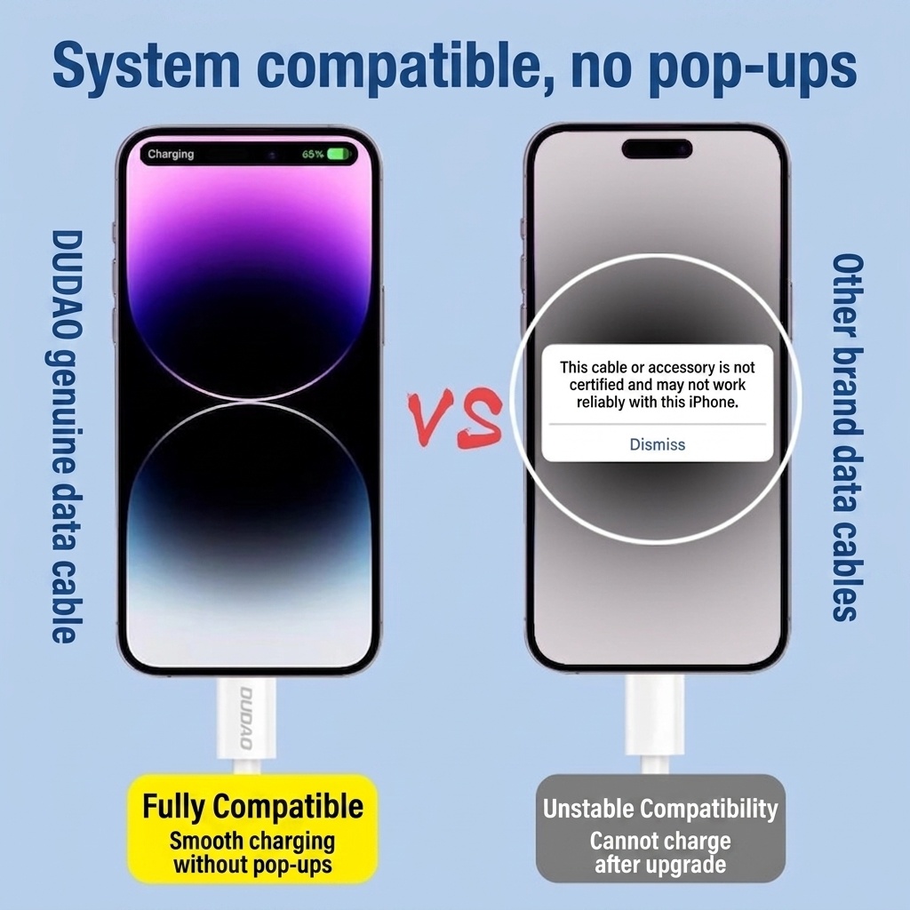 Fast Charging Data Cable for iPhone & Android Devices, Durable USB Charger Cord, High-Speed Data Sync, White
