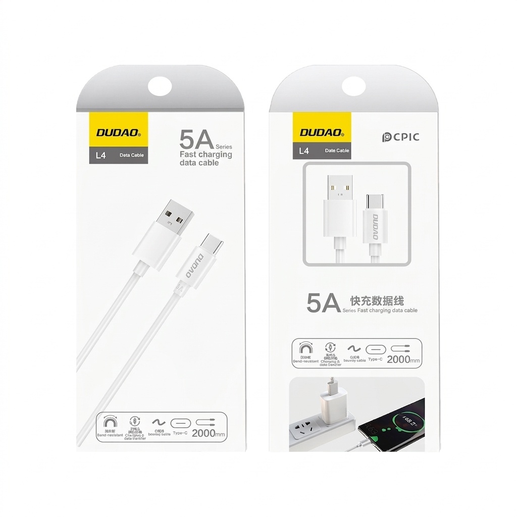 Fast Charging Data Cable for iPhone & Android Devices, Durable USB Charger Cord, High-Speed Data Sync, White