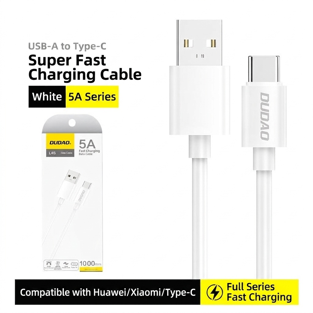 Fast Charging Data Cable for iPhone & Android Devices, Durable USB Charger Cord, High-Speed Data Sync, White