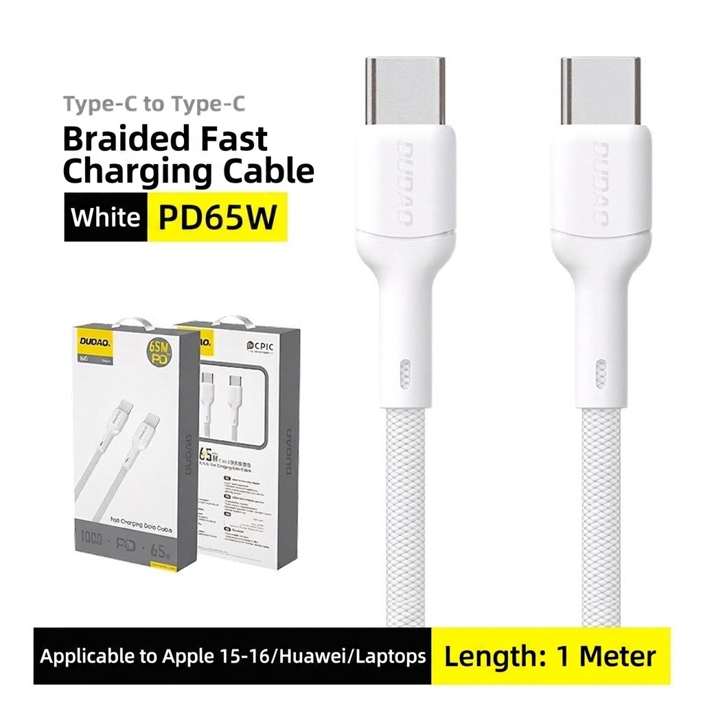 240W USB-C Fast Charging Data Cable with E-Marker Chip, Braided Design, High-Speed Power Delivery