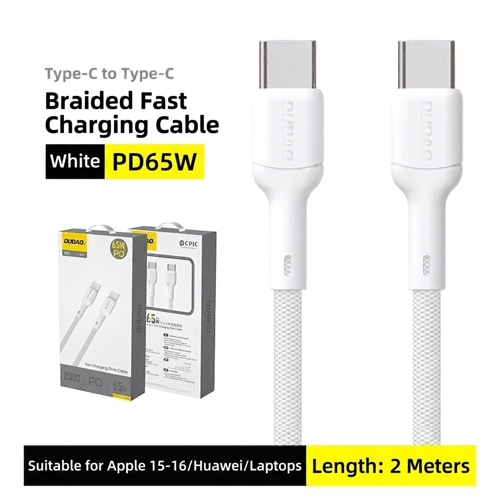 240W USB-C Fast Charging Data Cable with E-Marker Chip, Braided Design, High-Speed Power Delivery