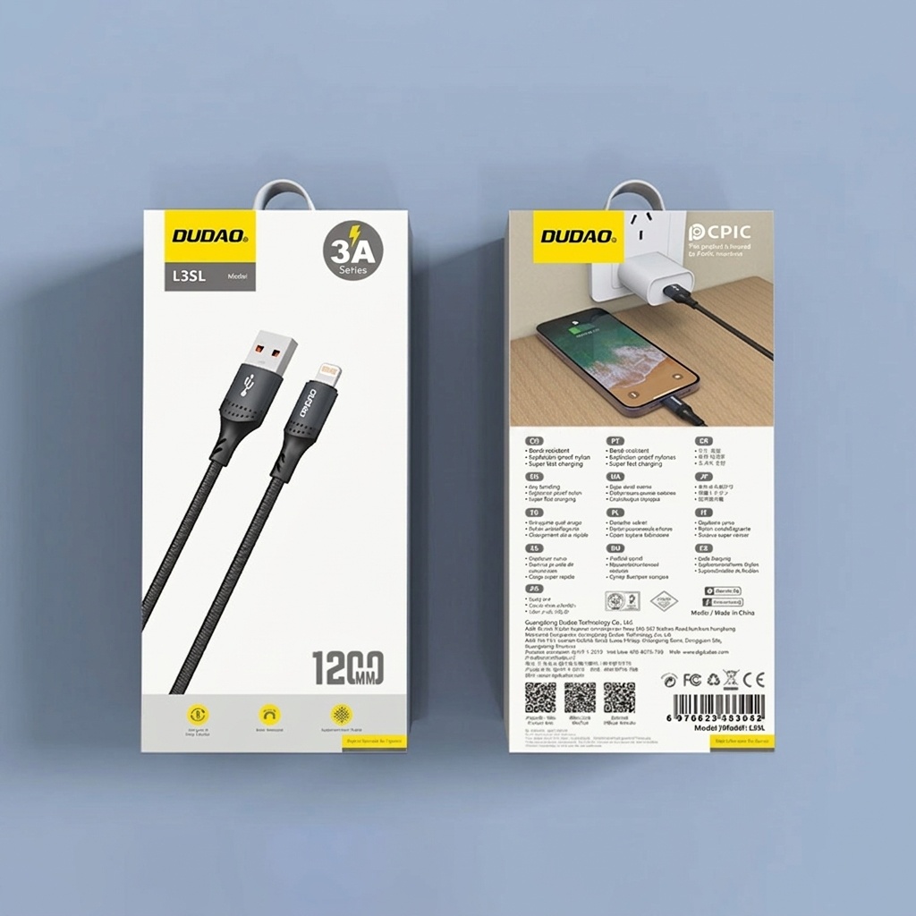 Braided USB Fast Charging Cable for iPhone & Android, 3A High-Speed Data Transfer, Durable Design, Black