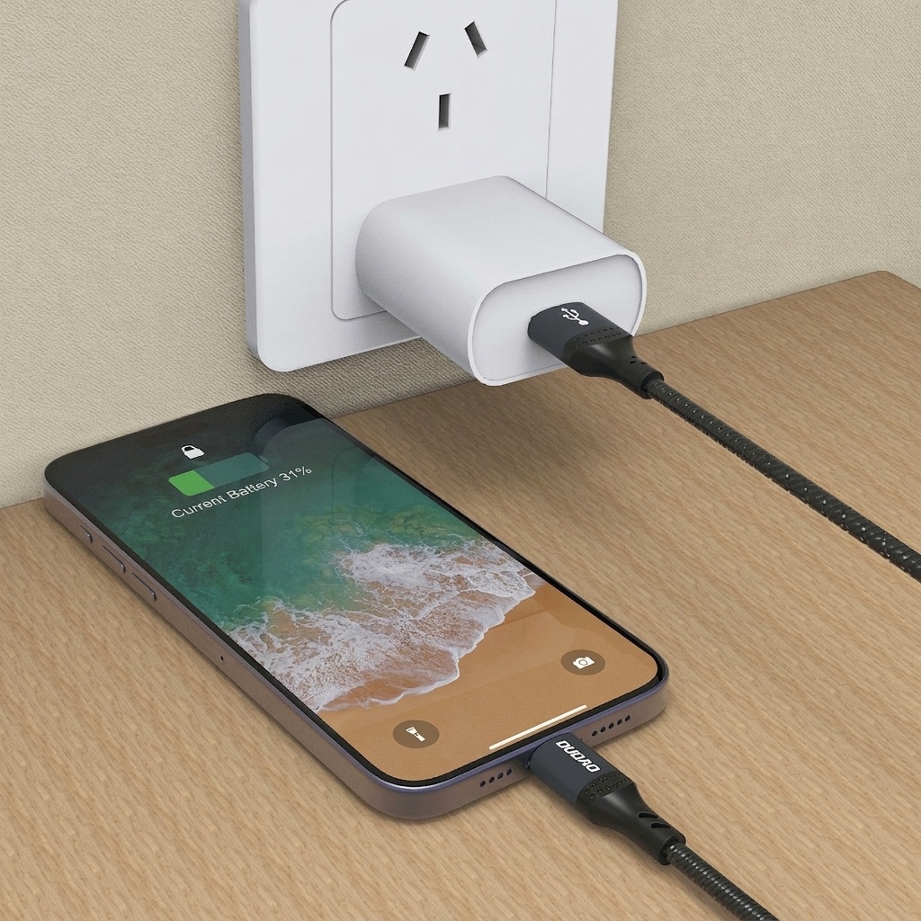 Braided USB Fast Charging Cable for iPhone & Android, 3A High-Speed Data Transfer, Durable Design, Black