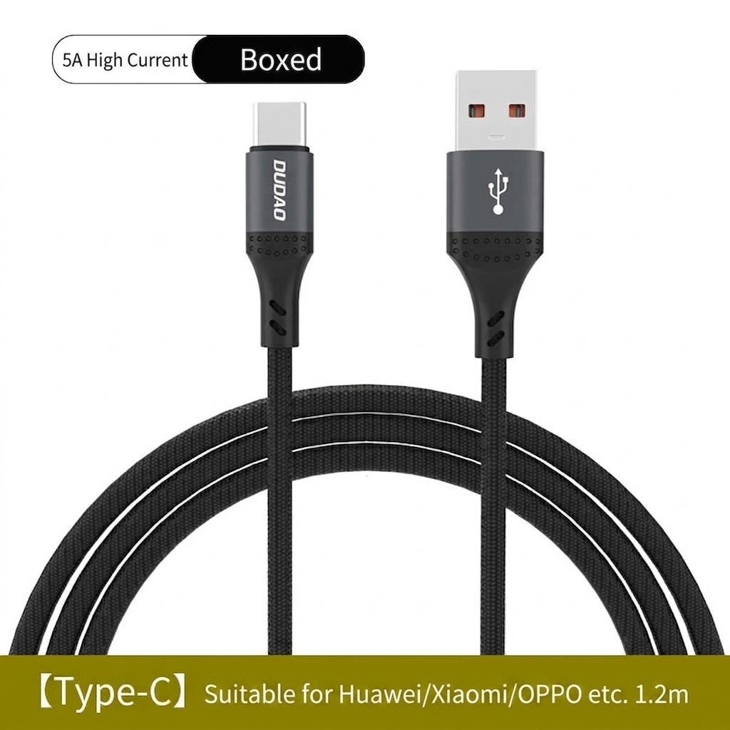 Braided USB Fast Charging Cable for iPhone & Android, 3A High-Speed Data Transfer, Durable Design, Black