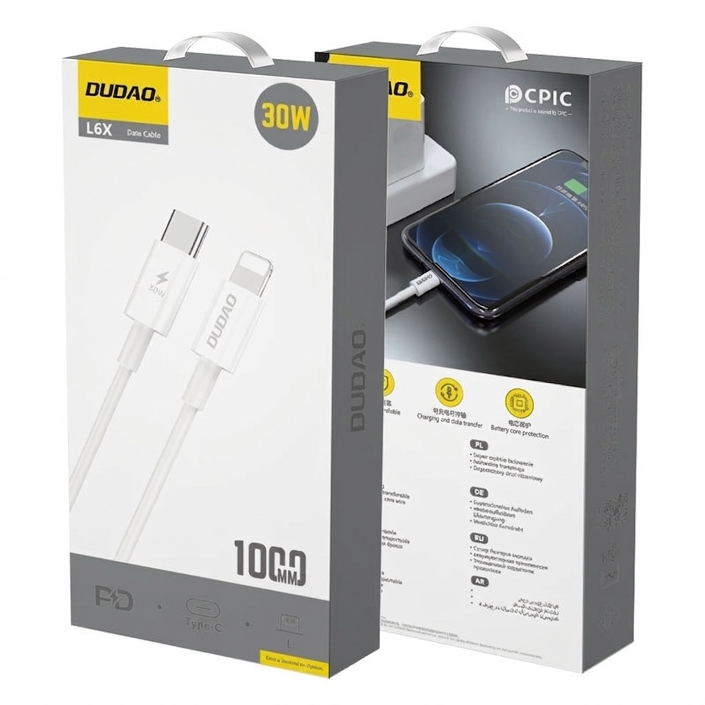 30W PD USB-C to Lightning Fast Charging Cable for iPhone 8-14, Durable & Safe Power Delivery, White